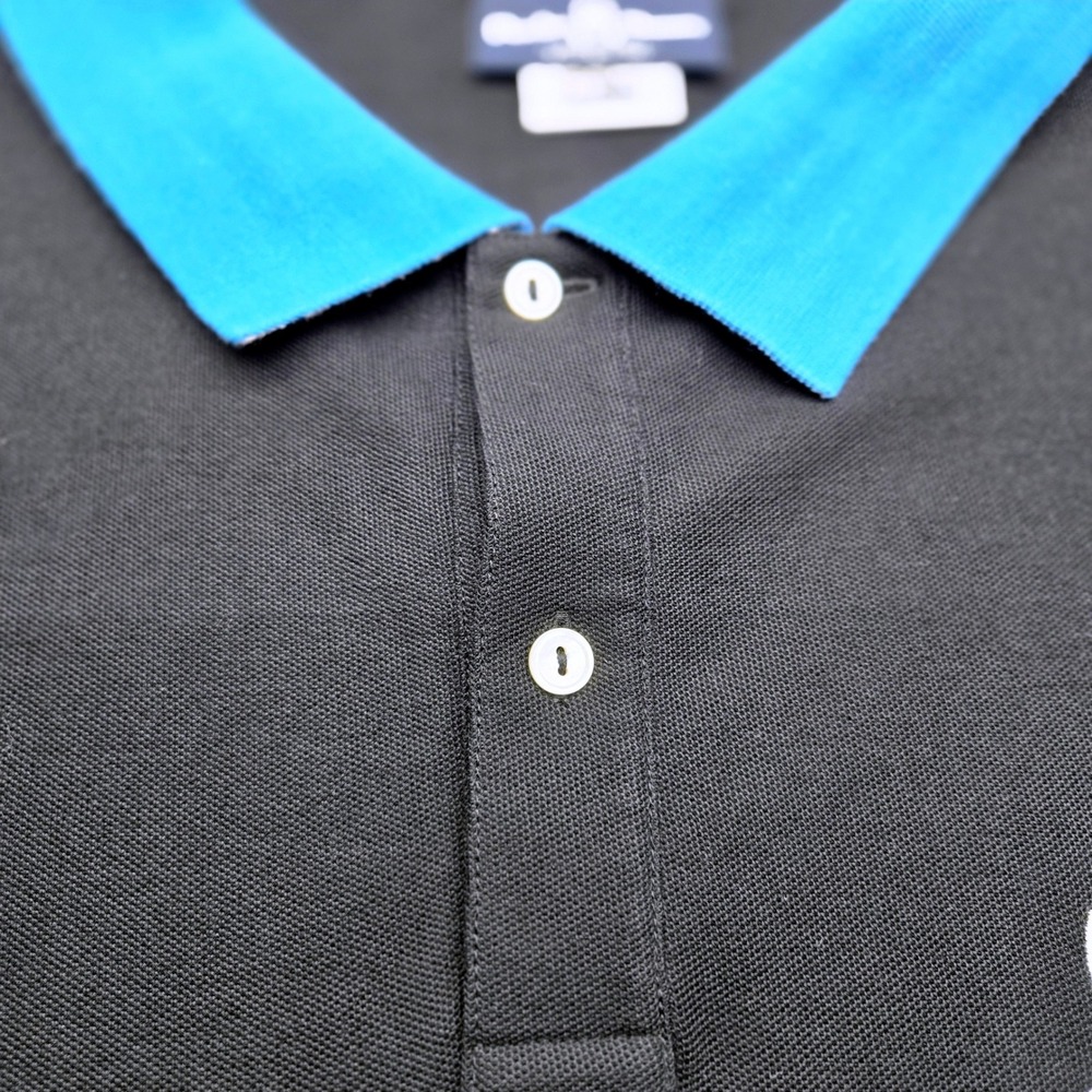 Psycho Bunny Black Blue Contrast Trim Pima Cotton Polo Shirt EUC Big & Tall 4XLT - Picture 8 of 14
